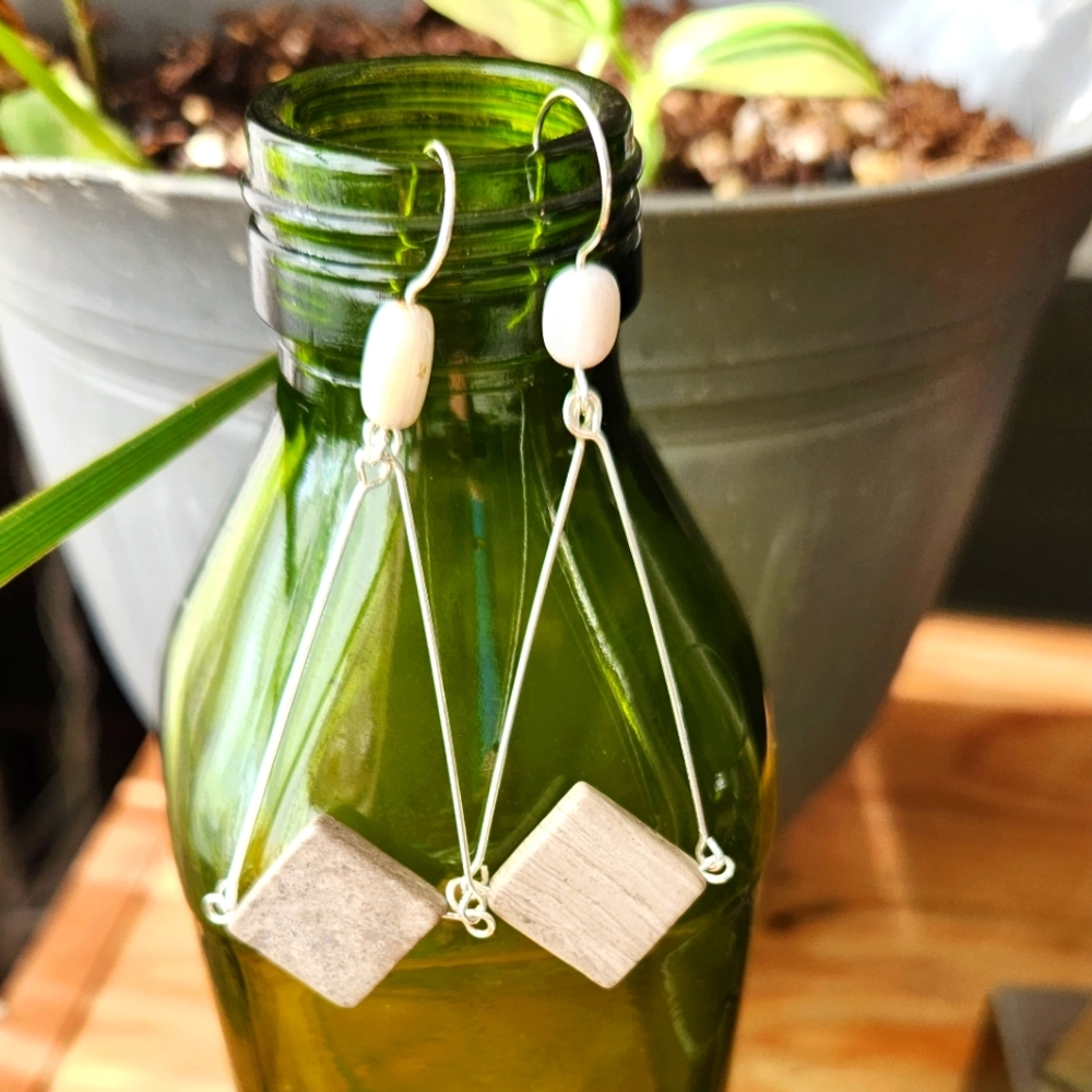 Handcrafted marble stone artisan boutique earrings by  Ja! Swedish designer